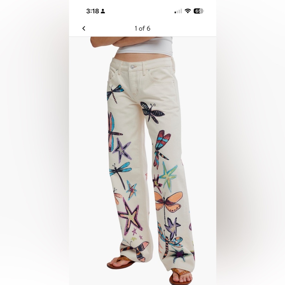 Free People Tennessee Low Rise Boyfriend Jeans Dragonfly NWT